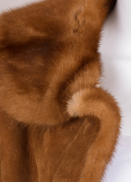 Brown Shearling Jacket With Mink Fur Collar