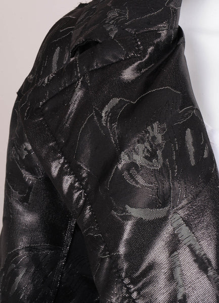 Black Metallic and Grey Floral Jacquard Lightweight Jacket