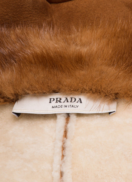 Brown Shearling Jacket With Mink Fur Collar