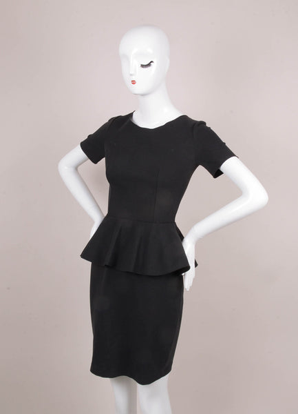 Black Short Sleeve Peplum Dress