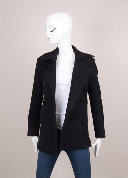 Black Wool Knit Peacoat