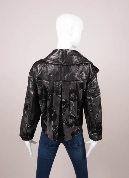 Black Metallic and Grey Floral Jacquard Lightweight Jacket