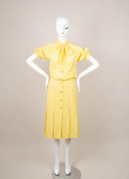 Yellow and Gold Short Sleeve Button Down Tie Dress