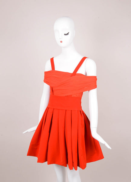 New With Tags Red Stretch Twill Ruched "Bridget" Dress