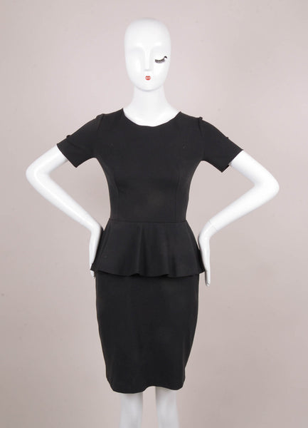 Black Short Sleeve Peplum Dress