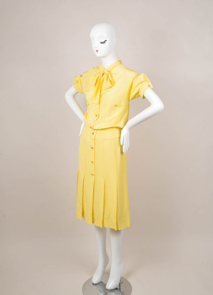 Yellow and Gold Short Sleeve Button Down Tie Dress