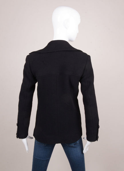 Black Wool Knit Peacoat