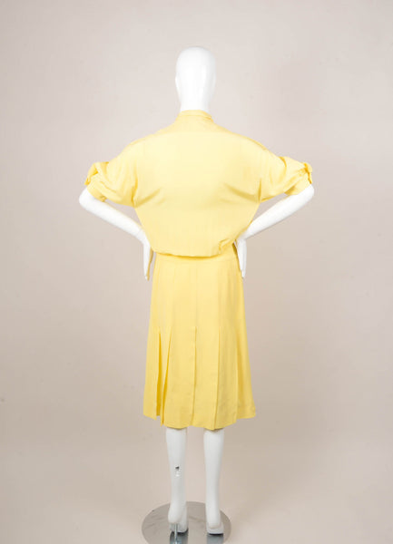 Yellow and Gold Short Sleeve Button Down Tie Dress