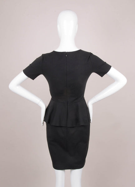 Black Short Sleeve Peplum Dress