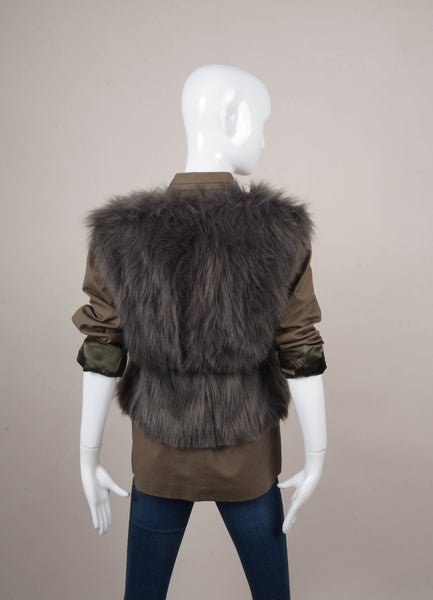 Shaggy Faux Fur Paneled Belted Utility Jacket