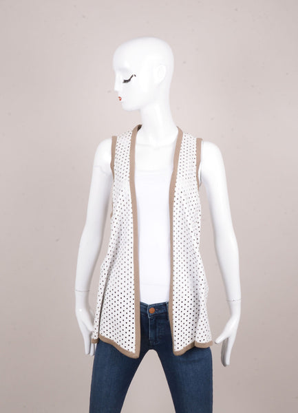 White Leather Perforated Vest