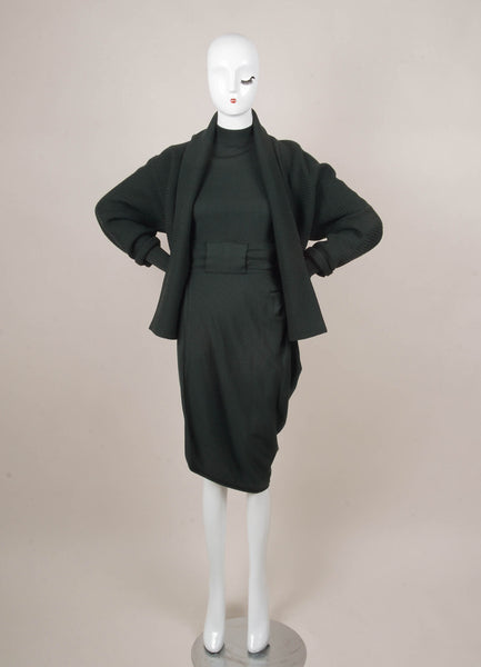 Forest Green Wool Three Piece Skirt and Sweater Set