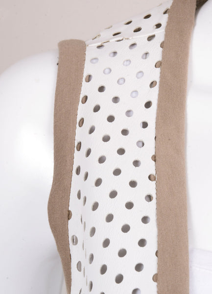 White Leather Perforated Vest