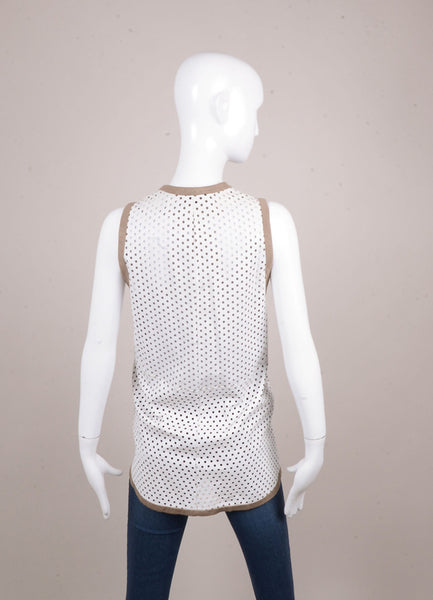 White Leather Perforated Vest