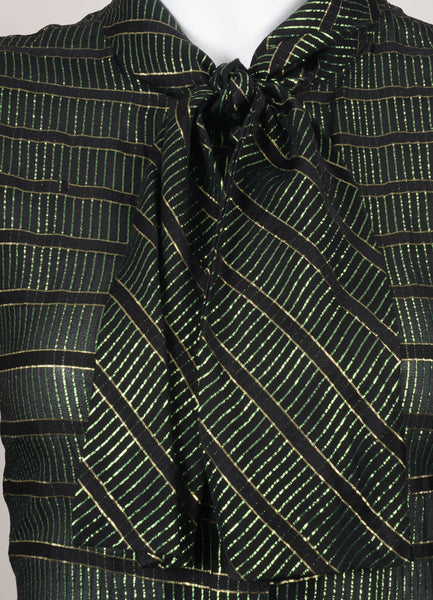 Gold, Black, and Green Top With Tie