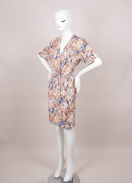 New With Tags Multicolor Silk Printed Short Sleeve Dress