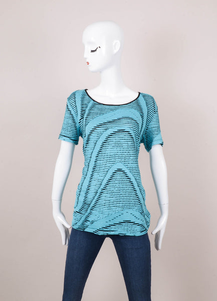 New With Tags Black and Teal Short Sleeve Textured Shirt