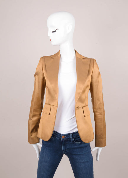 New With Tags Gold Silk and Cotton Woven Jacket