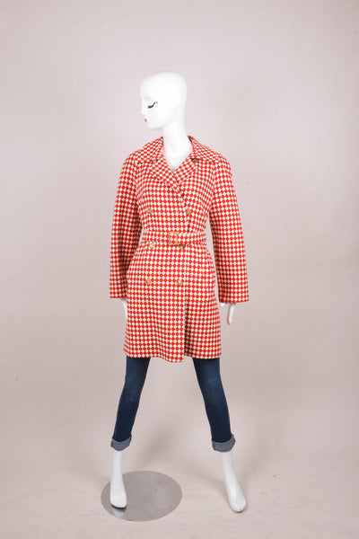 Red and White Wool Checker Coat