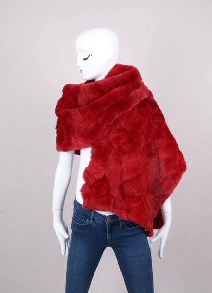 Deep Red Fur Wrap With Silk Lining