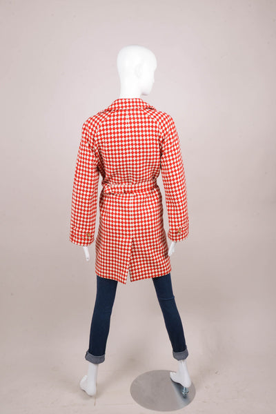 Red and White Wool Checker Coat