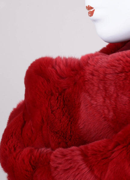 Deep Red Fur Wrap With Silk Lining