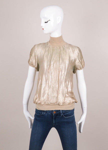 Gold Metallic Short Sleeve Top