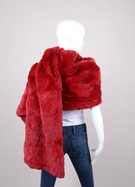 Deep Red Fur Wrap With Silk Lining