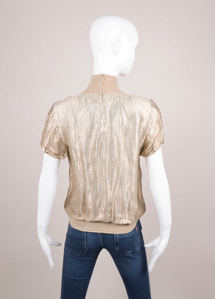 Gold Metallic Short Sleeve Top