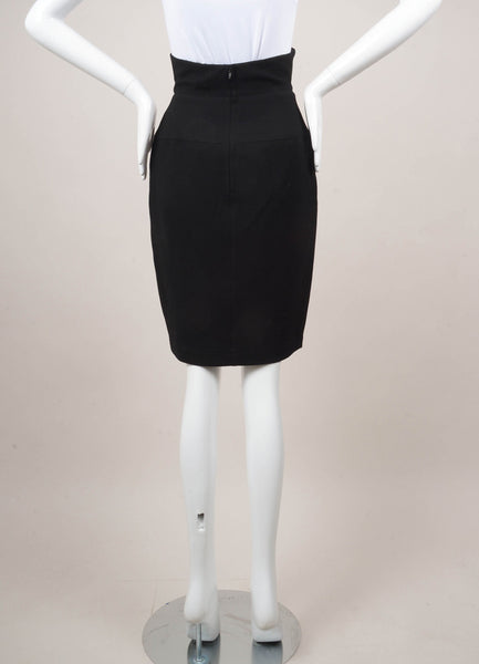 Black Wool Pencil Skirt