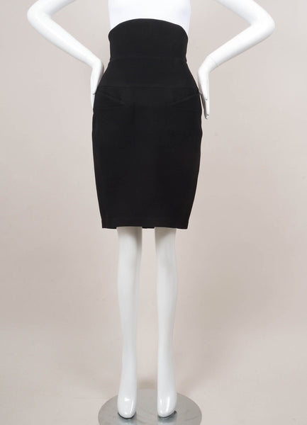 Black Wool Pencil Skirt