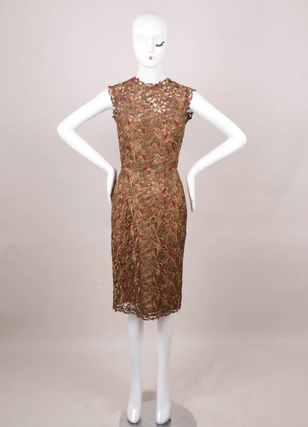 New With Tags Gold and Maroon Sleeveless Metallic Cut Out Dress