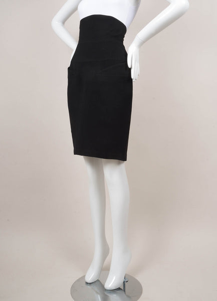 Black Wool Pencil Skirt