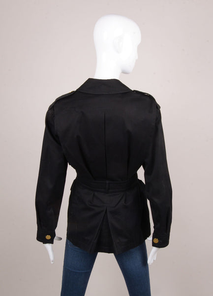 Black and Gold Toned Cotton Button and Zip Jacket