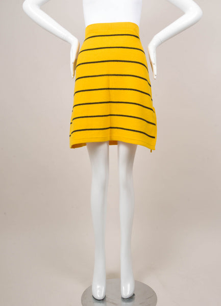 Navy and Yellow Striped Short Sleeve Sweater and Skirt Set