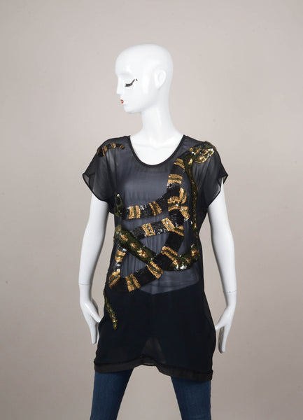 New With Tags Sheer and Sequin Snake Pattern Top