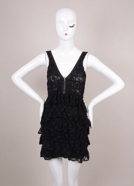 Black Sleeveless Tiered Lace Dress