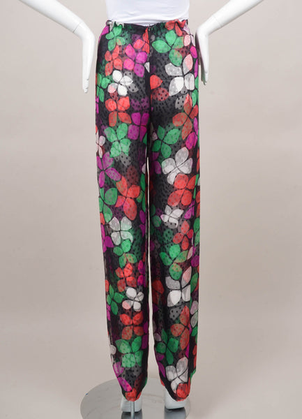 Multicolor Printed Swiss Dot Semi Sheer Pants