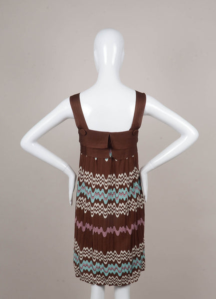 Brown, White, and Teal Sleeveless Knit Dress