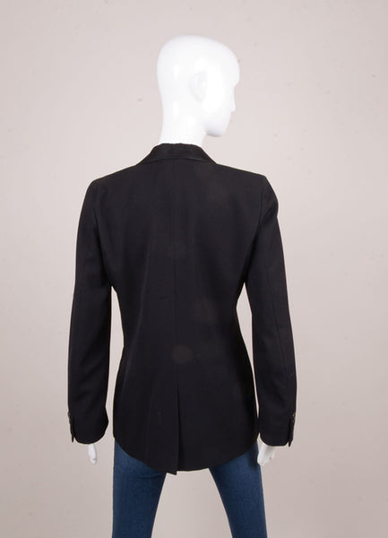 Black Classic Satin Lapel Wool Tuxedo Jacket