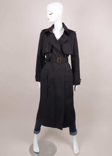 Black Classic Long Belted Trench Coat