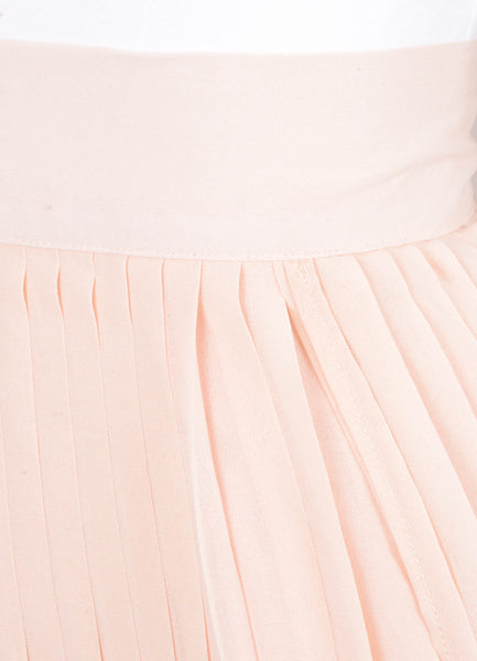 Peach Pleated and Multi Slit Chiffon Maxi Skirt