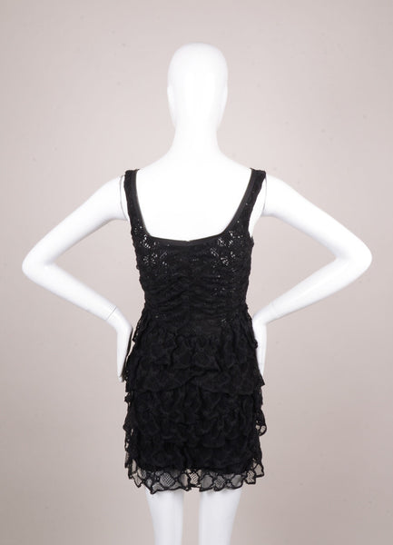 Black Sleeveless Tiered Lace Dress