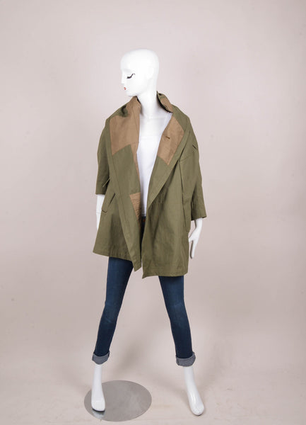 Army Green Mock Layered Cotton Canvas Jacket