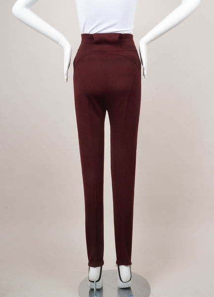 Maroon and Black Wool Knit Stirrup Pants