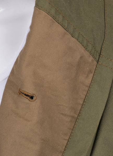 Army Green Mock Layered Cotton Canvas Jacket