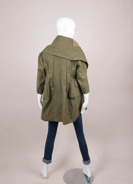 Army Green Mock Layered Cotton Canvas Jacket