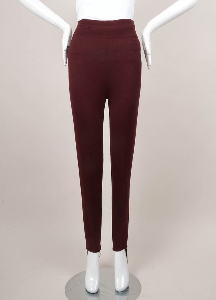 Maroon and Black Wool Knit Stirrup Pants