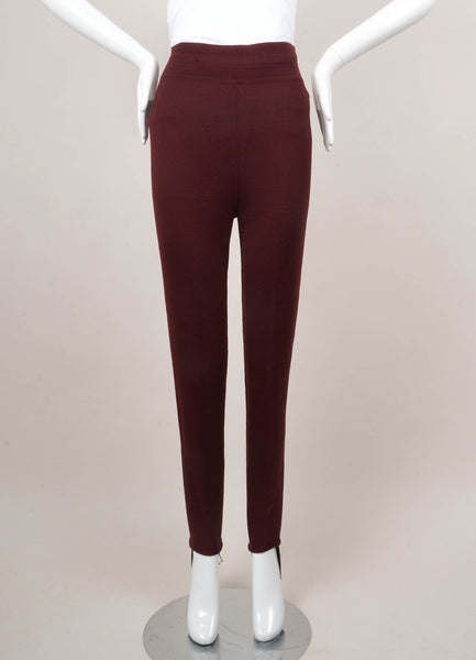 Maroon and Black Wool Knit Stirrup Pants