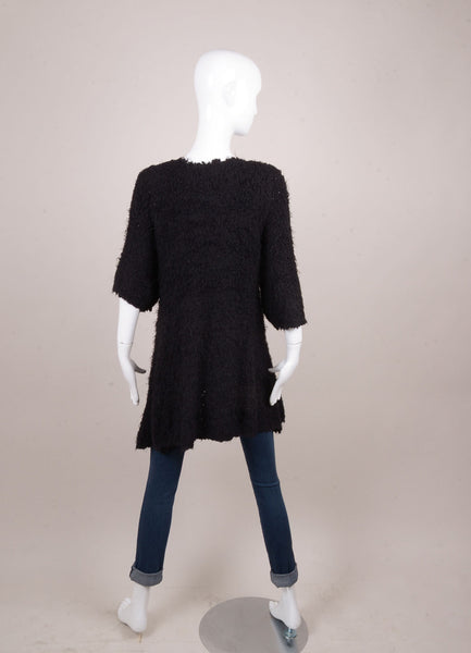 Black Fuzzy Open Draped Cardigan